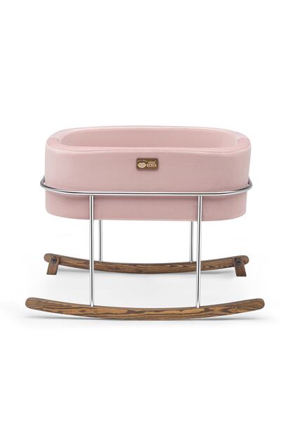 Hier Anne Yanı Beşik Bebek Krom Stand Pembe Sepet