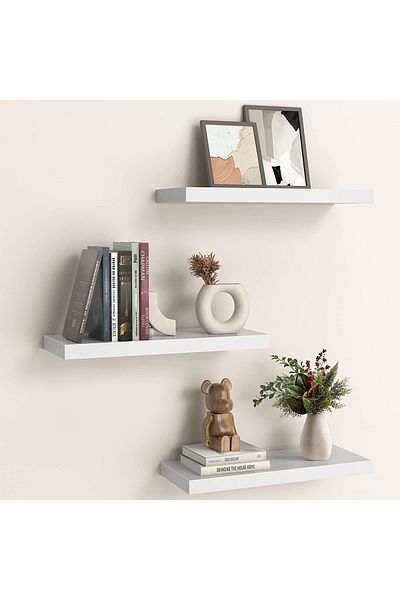 Egecan Mobilya White Flying Wall Shelf Set of 3 (40-40-40)
