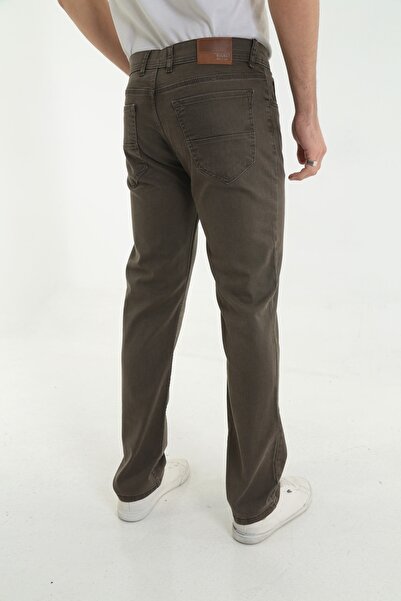 KMKkombin Ανδρικό τζιν παντελόνι σε καφέ κανονική εφαρμογή ίσιο μοντέλο