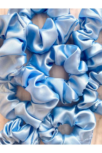 Donna Liberta Gender Reveal Party Gift Scrunchie μπλε σατέν αγκράφα Σετ 10 Baby Shower