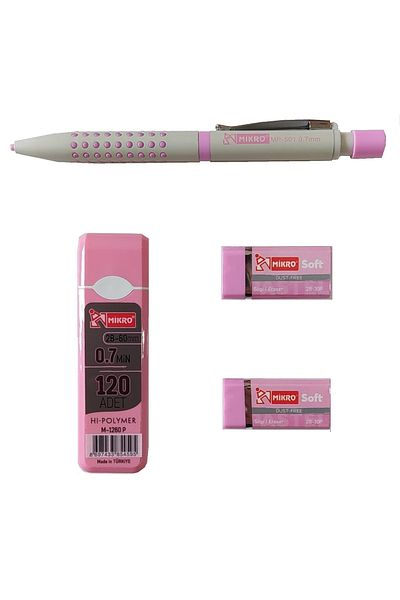 Mikro مجموعة أقلام بألوان الباستيل V. (MP-501 0.7 V. قلم رصاص + 120 قلم رصاص عالي البوليمر 60 مم 2b سن + 2 ممحاة ناعمة)