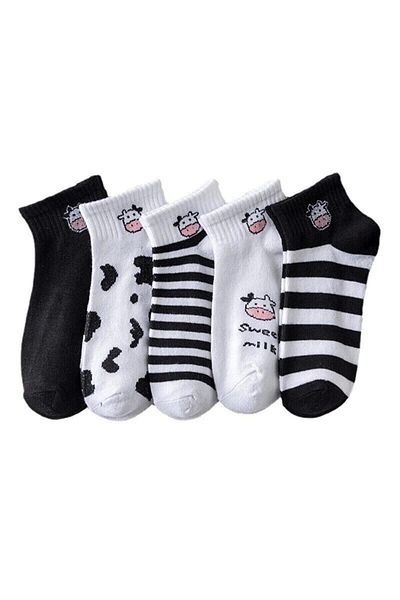 Meguca Socks Комплект дамски чорапи със специален дизайн в черно и бяло, 10 чифта