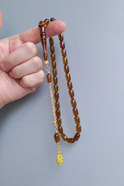 Vip Kehribar 7x11 Mm Ateşi Kehribar Tesbih Sarı Püsküllü Ateş Kehribar Tespih