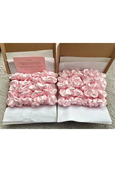 Donna Liberta Gender Reveal Party Gift Scrunchie Pink Satin Buckle Set of 20 Baby Shower