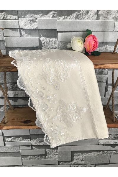 Çeyiz Bahçesi Βελούδινη πετσέτα French Guipure Zerda Cream 50&90