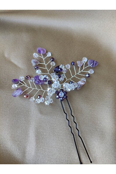 DOĞA ART STORE Αξεσουάρ μαλλιών με φουρκέτα από πέτρα αμέθυστου