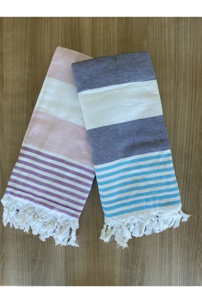 Stelo de Maro Sailor Pamuk Havlu & Peştamal 2'li Set Pembe & Mavi 90x170 Cm