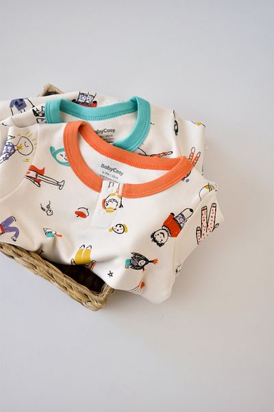 BabyCosy Salopetă organică pentru bebeluși cu 2 cleme - Csy5814 - Rebebe
