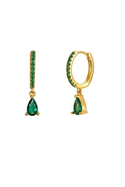 Bylin أقراط دائرية مطرزة بالزركون مع حلية متدلية - زوج واحد