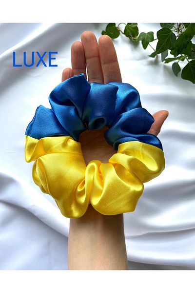 Donna Liberta Universal Ουκρανική σημαία με σατέν πόρπη Bagel πόρπη Scrunchie 163