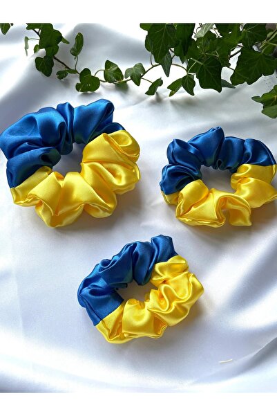 Donna Liberta Universal Ukraine Flag Satin Buckle Bagel Buckle Scrunchie 163