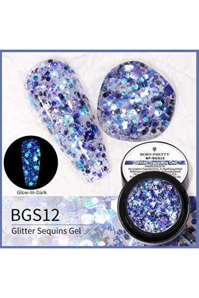 Born Pretty Karanlıkta Parlayan Simli Pullu Jel