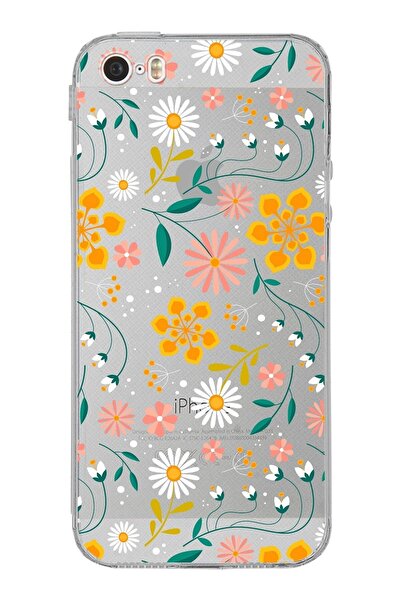 PrintiFy Apple Iphone 5s Uyumlu Kamera Korumalı Kapak Çiçek Tasarımlı Şeffaf ...