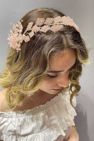 Limelia Accesoriu pentru păr și turban cu mărgele model Leaf Powder