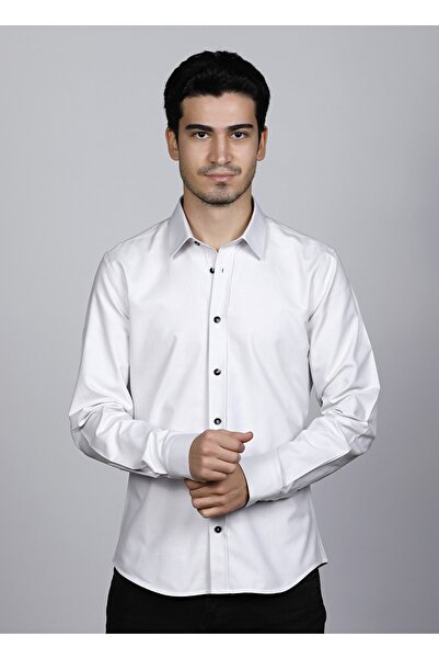 Erkek Gömlek Kolay Ütülenebilir Slim Fit Gri Renkli 22161