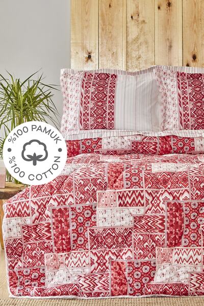 Karaca Home Pietra Kırmızı %100 Pamuk King Size Nevresim Takımı