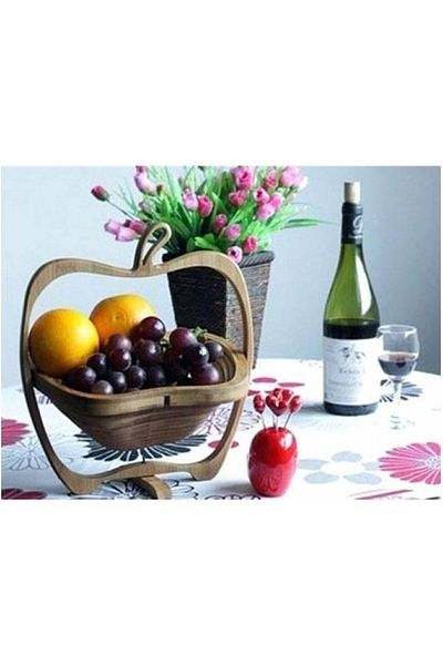Yetkin Home 2 Pcs Bamboo Trivets Bread Basket Foldable Bread Pot Coaster