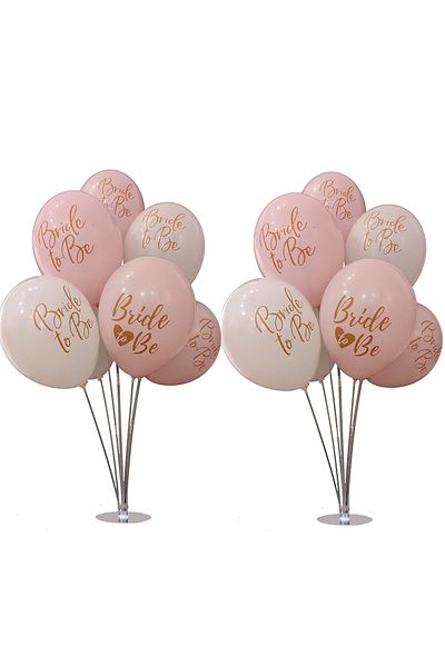 Parti dolabı 14 Bride To Be Balloons + 2 Balloon Stands Bachelorette Table Top Decor Ornament Stand