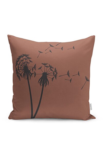 Realhomes غطاء وسادة من جلد الغزال الحديث مطبوع رقميًا بتصميم الهندباء مع أرض...