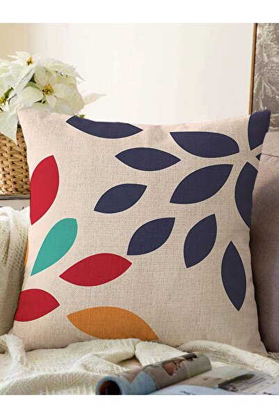 Realhomes Sonbahar Temalı Renkli Yaprak Motifli Dekoratif Raşel Örme Yastık K...