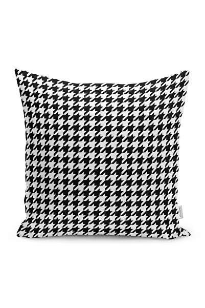 Realhomes Siyah Beyaz Kazayağı Tasarımlı Dekoratif Yastık Kırlent Kılıfı