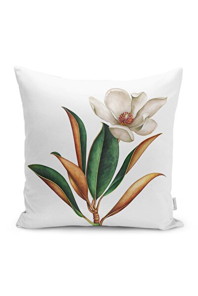 Realhomes Husă de pernă decorativă cu motiv 3D cu frunze tropicale și trandafir