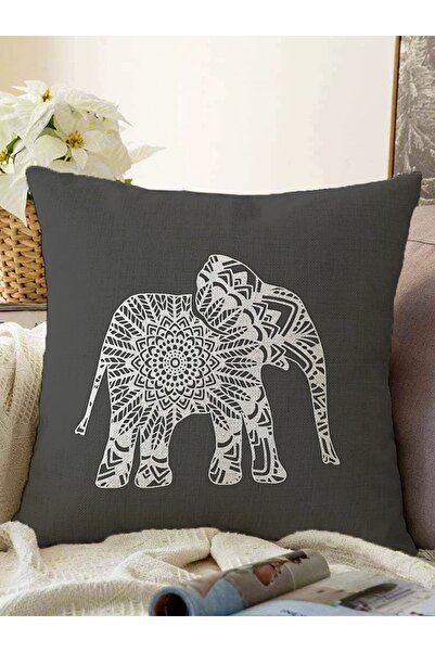 Realhomes Dark Smoked Floor Ethnic Elephant Motif Decorative Raschel Knitted ...