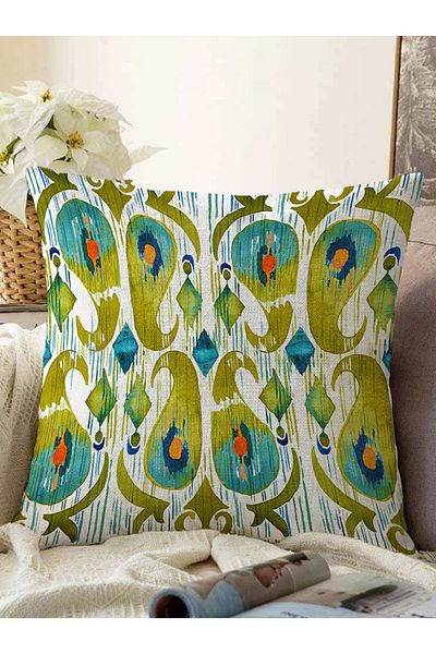 Realhomes Watercolor Designed Digital Printed Decorative Raschel Knitted Pillow Throw Pillow Cover