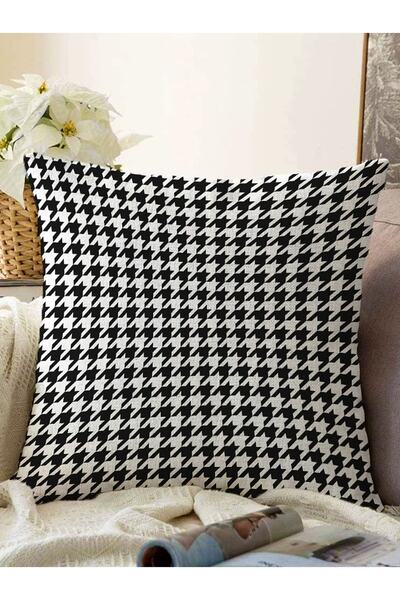 Realhomes Husă de pernă decorativă tricotată Raschel cu design alb-negru