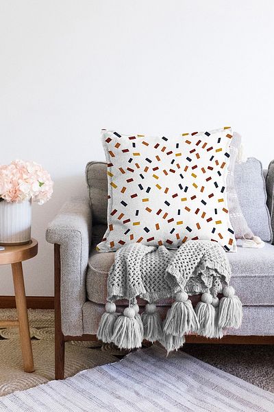 Realhomes Husă de pernă tricotată Raschel cu desen dreptunghiular minimal colorat