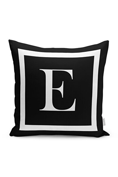 Realhomes غطاء وسادة مطبوع رقميًا بخلفية سوداء وإطار أبيض