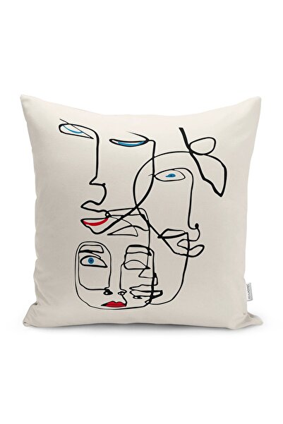 Realhomes Husă de pernă și pernă decorativă cu desen cu siluetă în cărbune