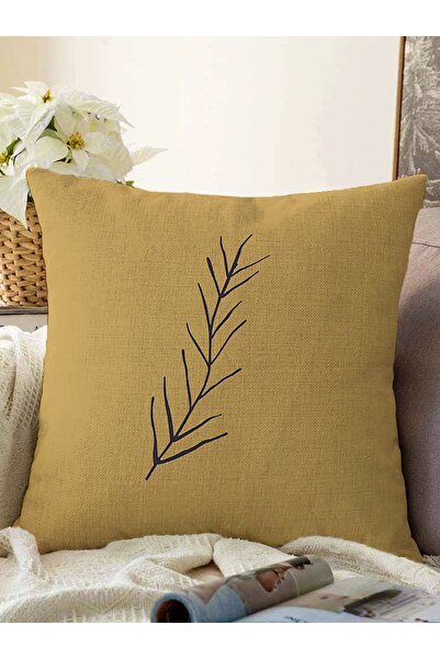 Realhomes Hardal Zemin Dal Tanesi Dijital Baskılı Raşel Örme Yastık Kırlent K...