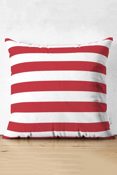 Realhomes Roșu, alb, uni, cu dungi, design special, husă de pernă din piele d...