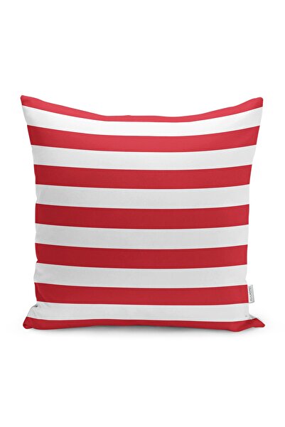 Realhomes Husă de pernă cu design special în dungi roșii și albe