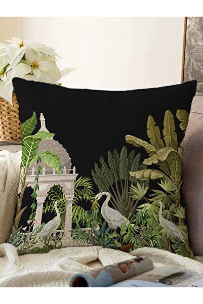 Realhomes Fundal negru Husă de pernă tricotată Raschel cu design cu animale t...