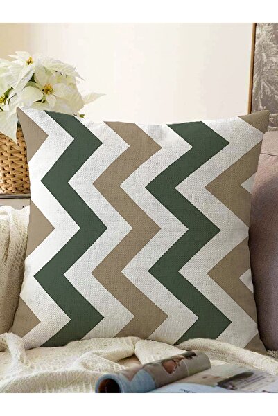 Realhomes Soft Renkli Zigzag Tasarımlı Dekoratif Raşel Örme Yastık Kırlent Kı...