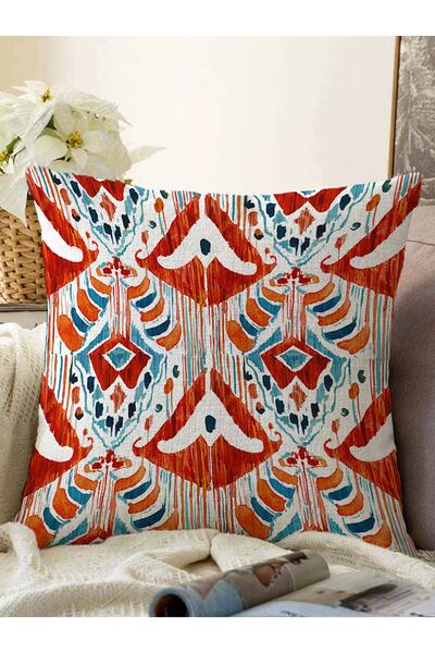 Realhomes Crvena jastučnica od modernog rašel pletiva sa damask dizajnom