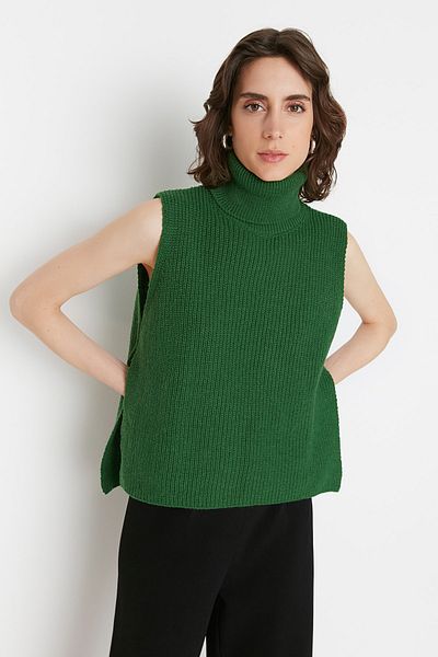 Trendyol Collection Strickweste - Grün - Regular Fit