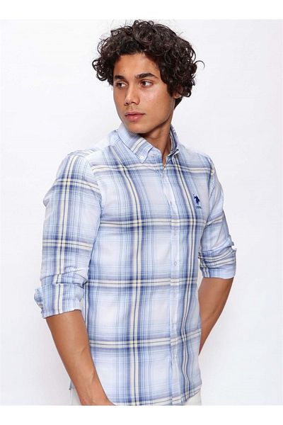 U.S. Polo Assn. Βάση. Μπλε ανδρικό πουκάμισο Polo Assn Pinusa Regular Fit