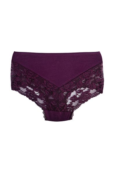 Zena Purple High Waist Lace Cotton Plus Size Women's Panties