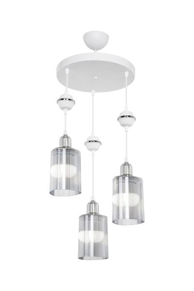 manogrup avize aydınlatma Akses Küre Krom 3'lü Üçgen Füme Salon Yemek Odası O...