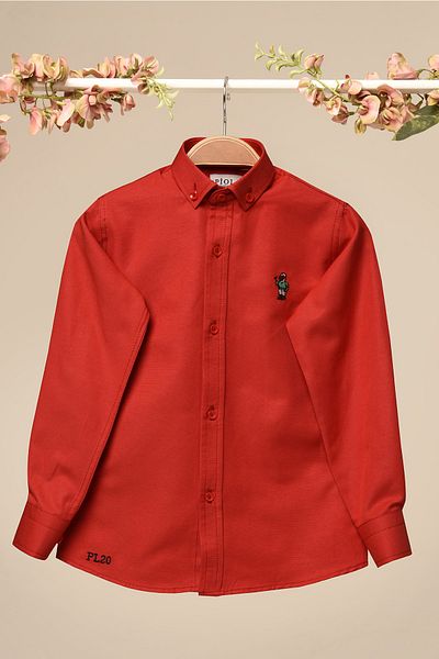 Piola Club Boy's Red Slim Fit Shirt