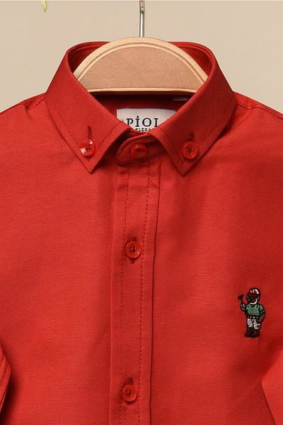 Piola Club Boy's Red Slim Fit Shirt