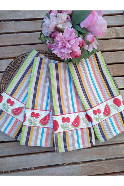 Dost Colorful Patterned 4-Piece Kitchen Towel Set