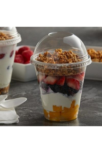 Miopack Plastic Transparent Cup with Lid 300ml Cc Milkshake Coffee Lemonade Glass 50 Pieces