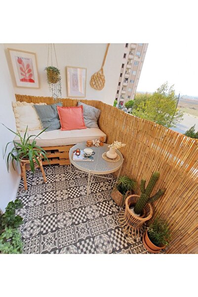 tunalar 60 Cm X 3 Metre Doğal Kamış Hasır Balkon Çiti