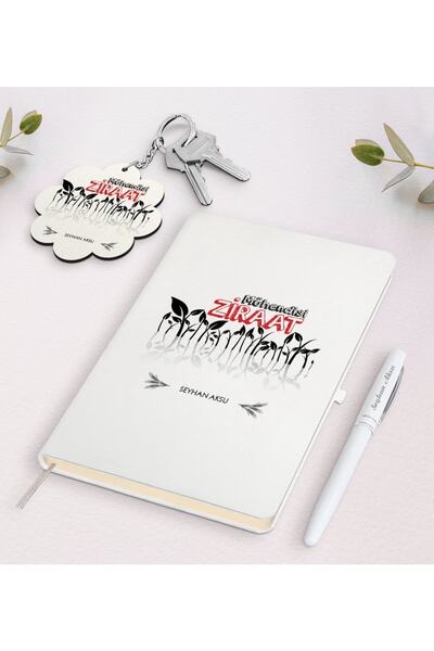 Bk Gift Kişiye Özel Ziraat Mühendisi Beyaz Defter Kalem Ve Anahtarlık Hediye Seti