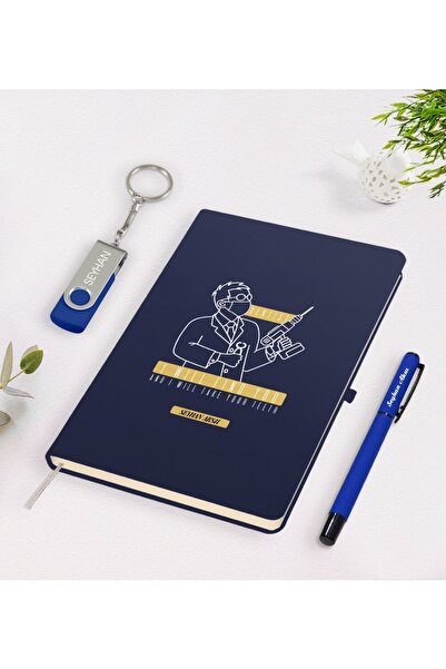 Bk Gift Kişiye Özel Diş Hekimi Temalı Lacivert Defter Kalem 32gb Usb Bellek H...