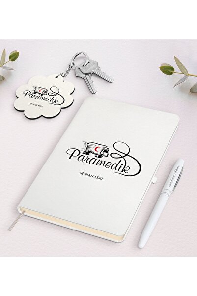 Bk Gift Kişiye Özel Paramedik Beyaz Defter Kalem Ve Anahtarlık Hediye Seti-1